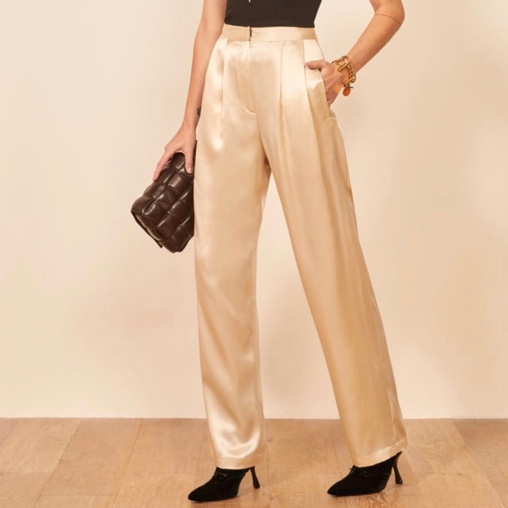 reformation silk chandler pants ✨